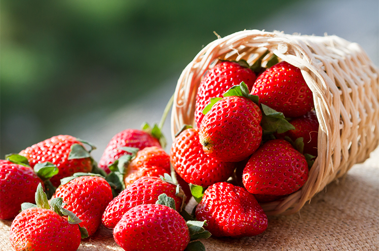 Nahaufnahme von frischen Erdbeeren